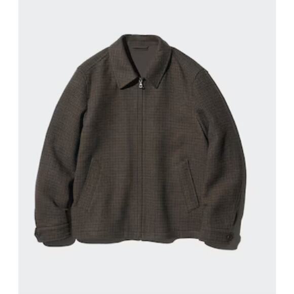 Uniqlo Single Collar Short Jacket | Checked Brown (Unisex) - Picture 3 of 13